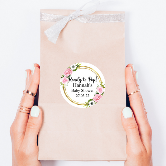 Personalised flower baby shower stickers