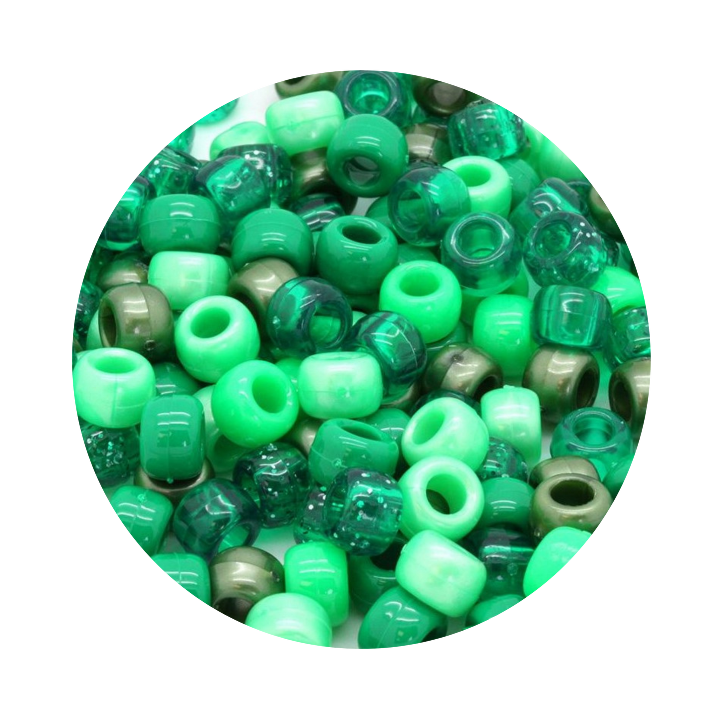 Pony Barrel Beads Green Mix