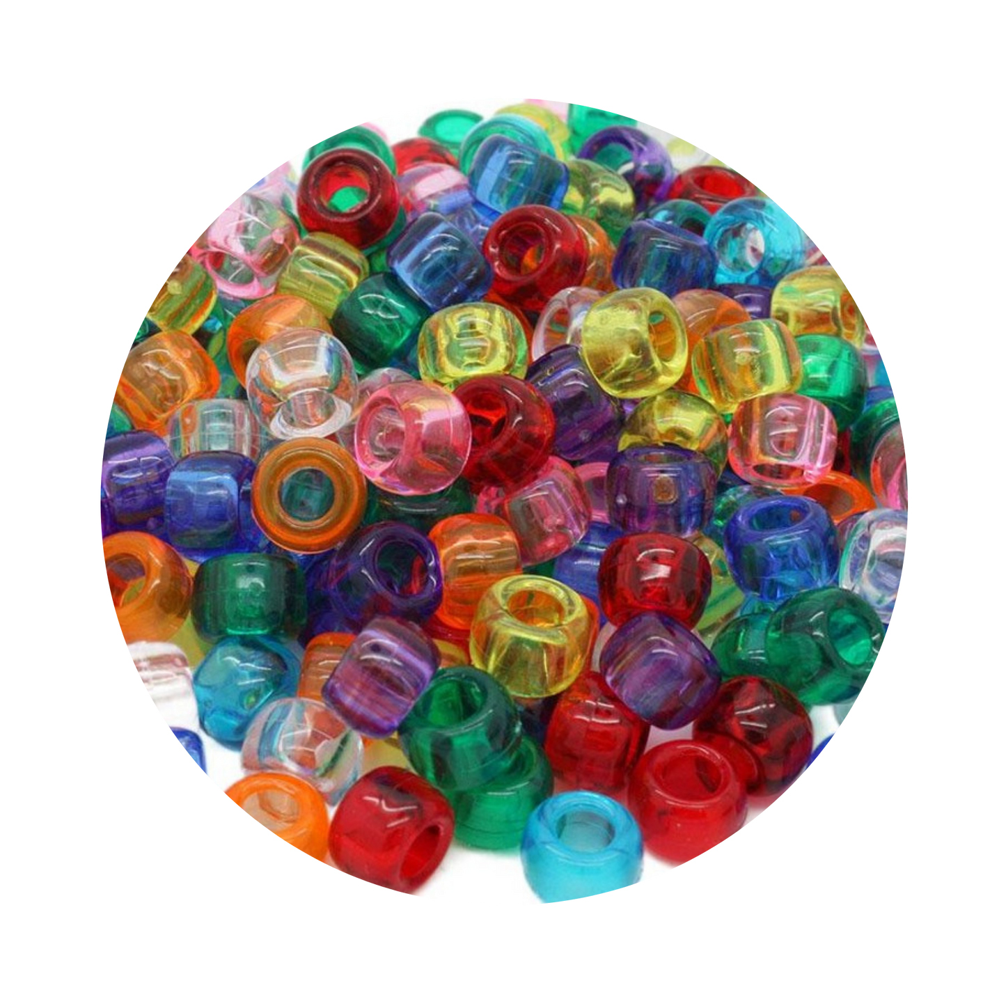 Pony Barrel Beads Transparent Mix