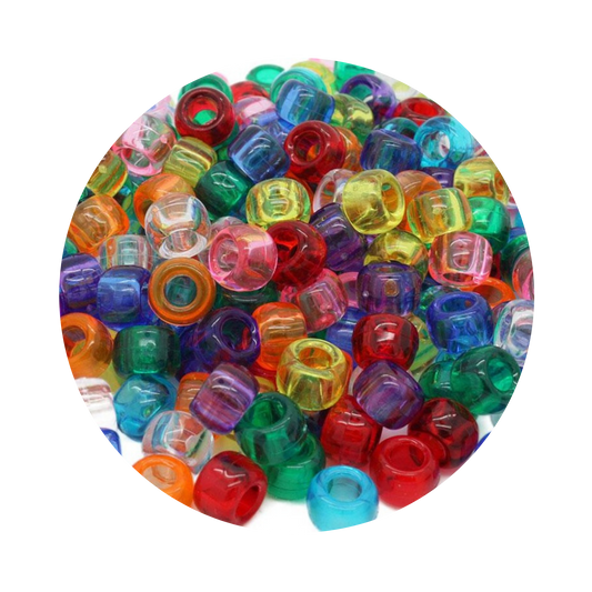 Pony Barrel Beads Transparent Mix