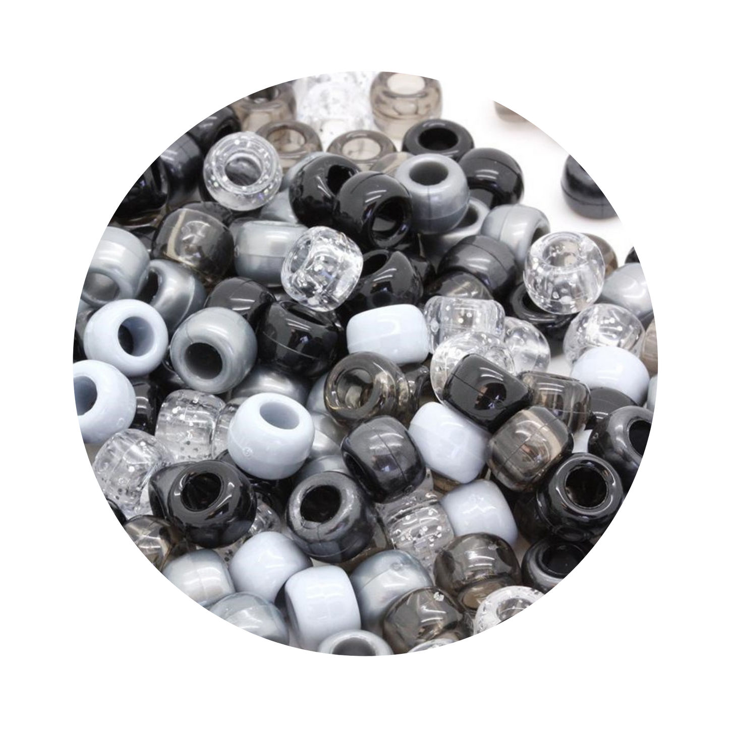 Pony Barrel Beads Black Mix