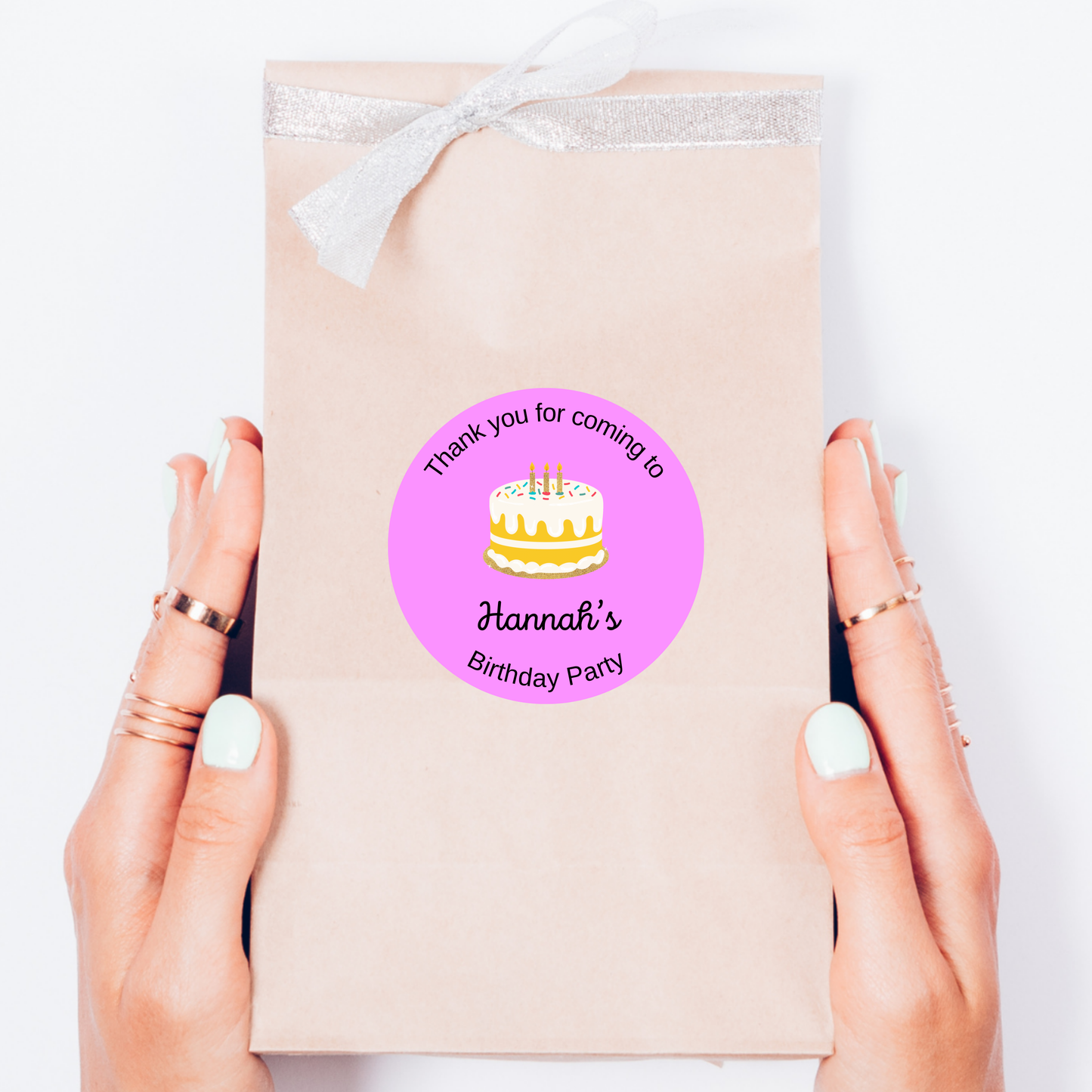 Girls Birthday Party Cake Stickers