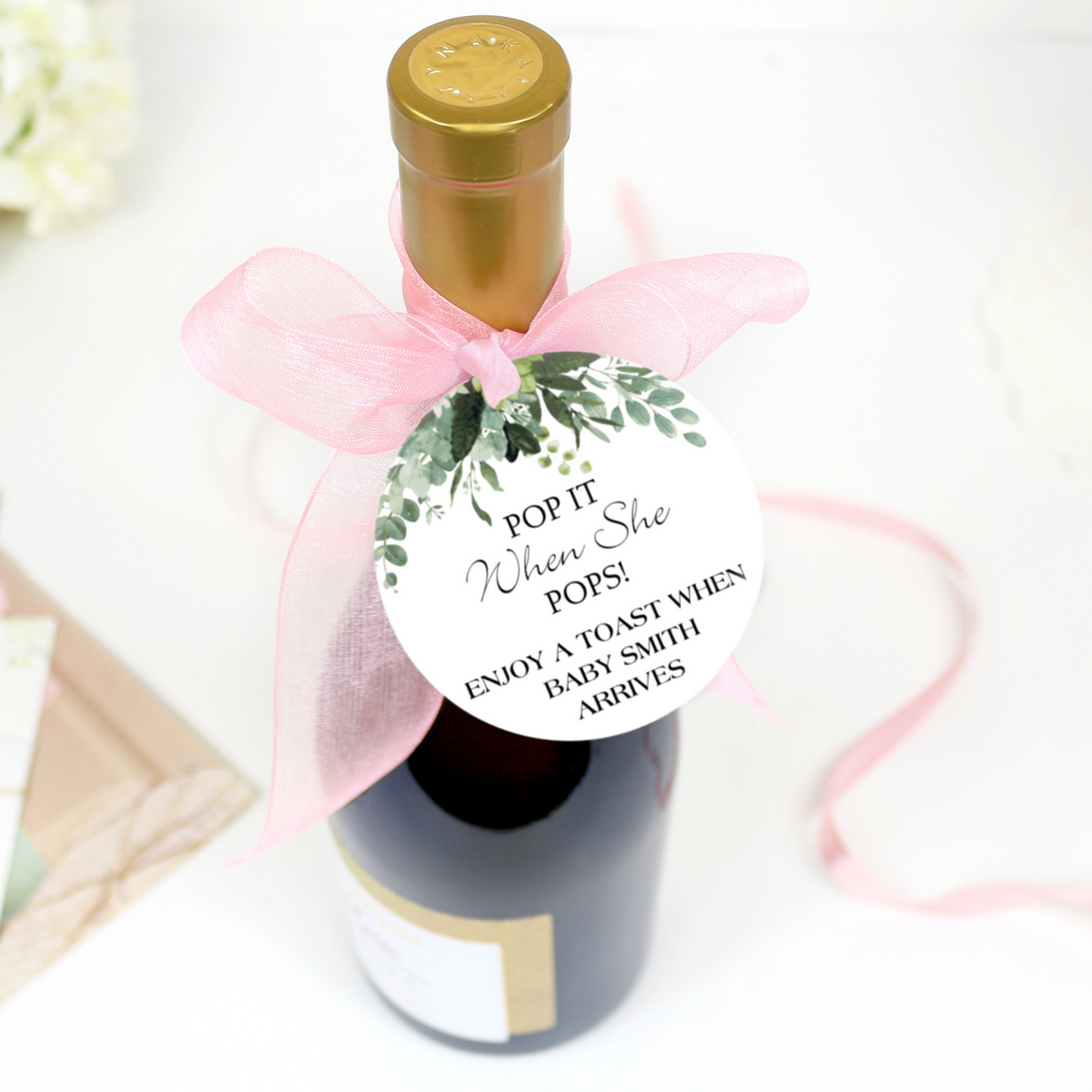 Elegant Circle Baby Shower Gift Tags