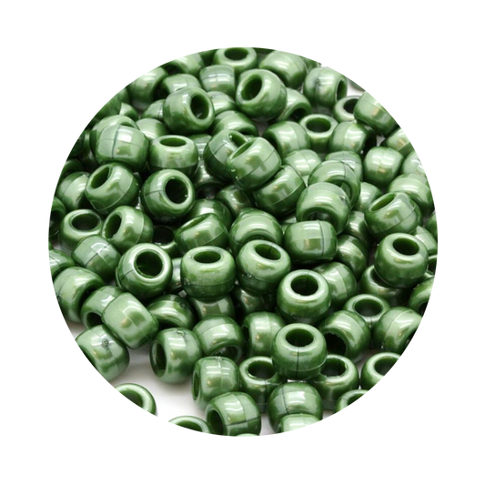 Pony Barrel Beads Pearl Forrest Green